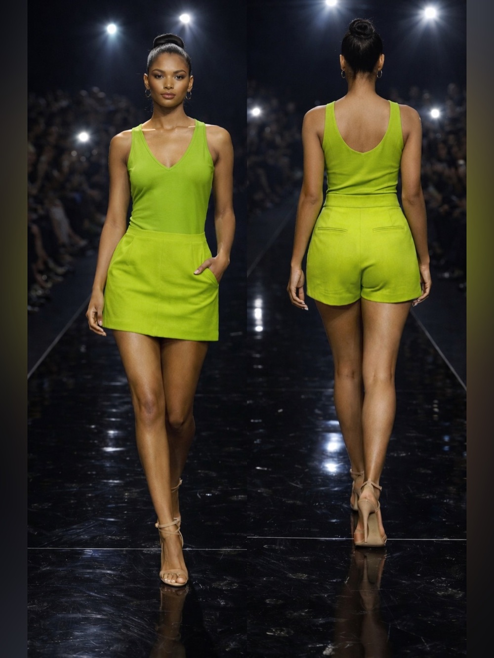 Lime Green Women's High-Rise Tailored Shorts